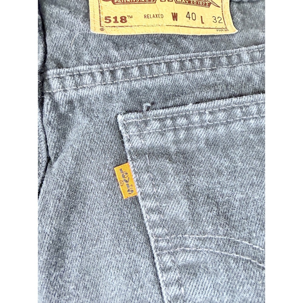 Vtg Levi's 518 Relaxed Jeans USA Made Black Orange Tab 40x32 Actual 38x32 - Picture 8 of 9